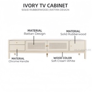 HS FURNITURE | IVORY TV CABINET | SOLIDWOOD | RATTAN DESIGN | CREAM WHITE CABINET | TV CABINET KAYU 