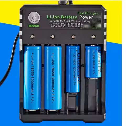 18650 Battery Charger Black 4 Slots AC 110V 220V Dual For 18650 Charging 3.7V Rechargeable Lithium B