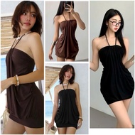 Short tube BODY dress with concealer, padded halter neckline, LAZONG T-shirt dress, SEXY PARTY AND T