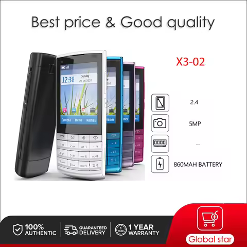Original Unlocked X3-02 5MP WIFI Bluetooth FM radio Mobile Phone Russian Arabic Hebrew Keyboard Made