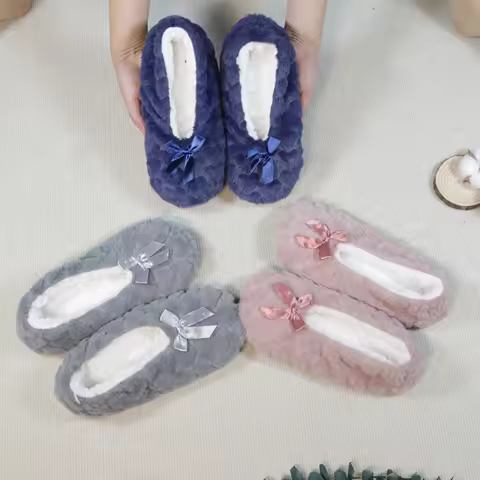 1 Pair Women's Floor Shoes Fall/Winter Warm Floor Socks Women's Bow Floor Socks Cute Women's Socks W