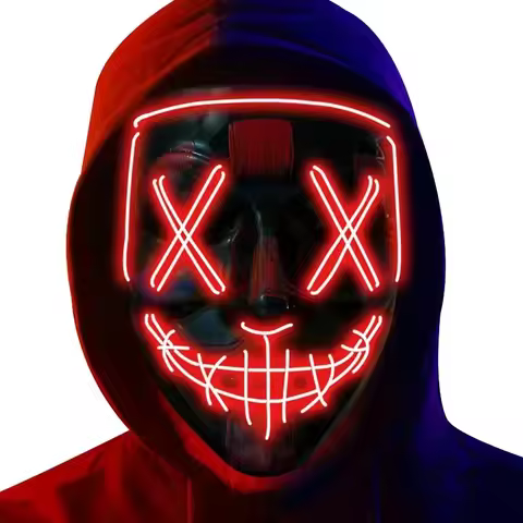 2024Colorful Luminous Mask LED Party Terror Mask Nightclub Ghost Face Luminous Mask Nightlight Wirel