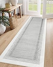 Wonnitar Washable Runner Rug 2.5x8, Minimalist Striped Rug Ultra-Thin Soft Non Slip Bohemian Minimal