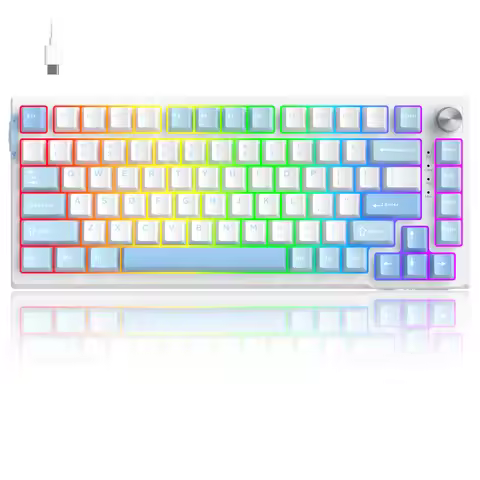 MageGee SKY81 Wired Hot-Swap Gaming Gasket Mechanical Keyboard 75% Layout RGB Backlit Customized PBT
