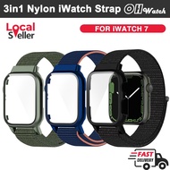 [SG] Nylon iWatch 7/8 Strap 3 in 1 PC Case for iWatch Series 7/8 with Rugged Sports Band &amp; Tempered Glass Screen