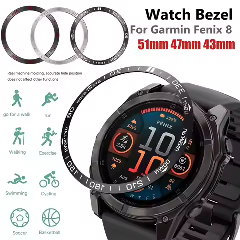 Metal Bezel Ring for Garmin Fenix 8 51mm 47mm 43mm Time/Speed Scale Frame Bumper Protective Ring for