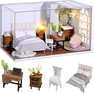 CUTEROOM DIY Doll Room Miniature Furniture Wooden House Kit - Wooden Dolls House Kit with Dust Cover