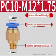 PC 10-M12 x1.75 Pneumatic Fitting 10mm To External Thread 12mm Or M12