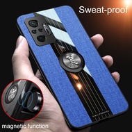 For Xiaomi Redmi Note 10 5G / Redmi Note 10 Pro Max Case Luxury Hard Cloth With Ring Stand Magnet Slim Protect Back Cover Casing For Xiaomi Redmi Note 10 5G Phone Shell