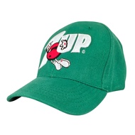 Tee Luv 7UP Soda Logo Hat - 7 Up Cool Spot Cartoon Mascot Baseball Cap (Green)