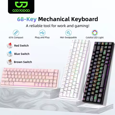 68-key Mechanical Keyboard Fully DIY Hot-Swappable Design Switch 65% Gaming Keyboards RGB Wired Gami