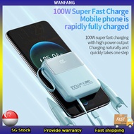 Mini 100W 20000mAH Fast Charging Power Bank  Large Capacity Powerbank Mobile Power Bank Built-in 4 Cable