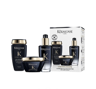 KÉRASTASE - 卡詩黑魚子醬黑鑽凝時鑰源全效修護3件套 洗髮水洗頭水+髮膜+護髮精油 平行進口 新舊版隨機發