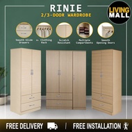 Living Mall Rinie Series 2-Door &amp; 3-Door Wardrobe with Drawers in 6 designs