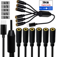 Type-C to Multiple 3.5mm TRRS/TRS Audio Adapter, 1 to 2/3/4/5/6 USB-C Male to 3.5mm Female Headphone