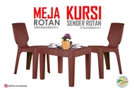 Set Meja Kursi Teras Santai Plastik Rotan MURAH TABITHA