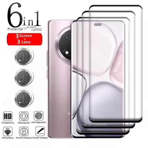 6-in-1 for Honor X9C Glass Huawei Honor X9C Tempered Glass 9H HD Full Cover Glue Curved Screen Prote