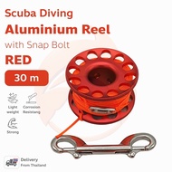 Aluminium Scuba Diving Reel รอกสปูลอลุมีเนียมสำหรับการดำน้ำลึก ขนาดกะทัดรัด พร้อมตะขอ