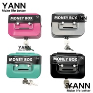 YANN1 Cash Box, with Coin Slot Metal Money Box, Security Sturdy Handles Lockable Coin Saving Box