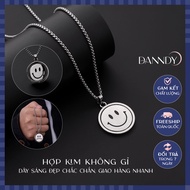 Smiley Necklace. Round Stainless Steel Smiley Face Icon Necklace. Smiley Necklace