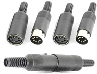 Black Plastic Shell 7Pin Male + Female DIN Adapter Audio Socket Interface AV Connector - (3 Sets)