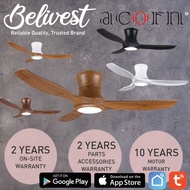 (PRICE GUARANTEED) Acorn DC-168 HUGGER SMART Ceiling Fan - 3 Blades 42,48 Inch - White/Black/Wood - With 20W LED