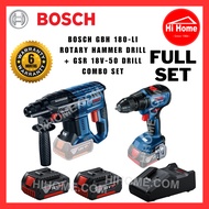 BOSCH GBH 180-LI Cordless Rotary Hammer Drill + GSR 18V-50 Bosch Cordless Drill Power Tools Machine Combo Value Set