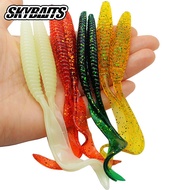 SKYBAITS 5Pcs Long Tail Soft Fishing Lure 13CM 6G Screw Thread Single Sickle Tails Worm Lures