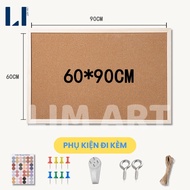 Bảng ghim gỗ bần tặng kèm sticker ghim dây móc treo đinh. Bảng ghim giấy note tranh ảnh postcard