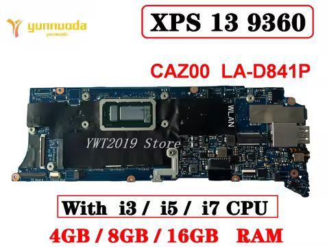 Original For Dell XPS 13 9360 Laptop Motherboard With i3 i5 i7 CPU 4GB 8GB 16GB RAM CAZ00 LA-D841P T