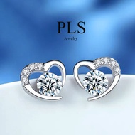 PLS Italy 925 Silver Earring Stud for Women Zircon Hypoallergenic Piercing Hikaw Non Tarnish Earring