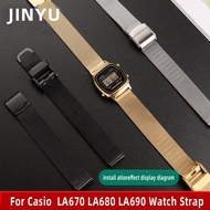 ✟✑ↂ New Style Milan Mesh Watch Strap For Casio Small Silver Nugget Retro Small Gold LA670 LA680 LA690 Women's Fashion Watchband13mm