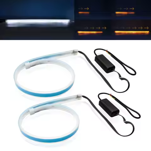 2PCS 30cm 45cm 60cm DRL Flowing Flexible LED Tube Strip Daytime Running Lights sequential Turn Signa
