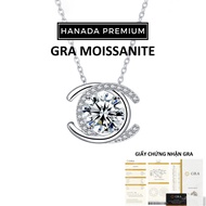 HANADA 6.5MM Moissanite Necklace (1CT) 925 Sterling Silver X-shaped Stone with Platinum Coating, Not