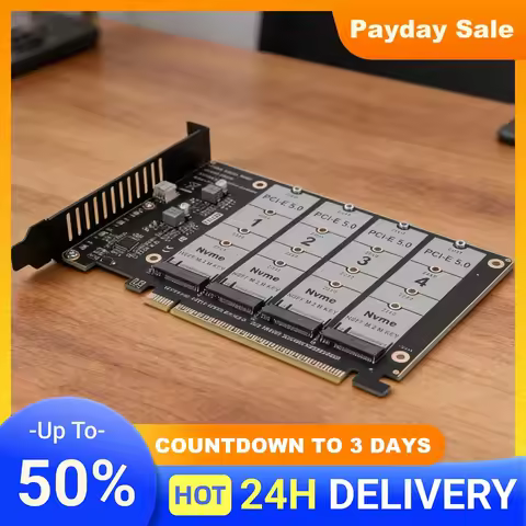 PCIE Express 5.0 Gen5 Gen4 X16 Detachable Bifurcation Raid Card To 4X NVME M.2 NGFF SSD Adapter Bifu