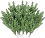Luxdesc 100 Packs Artificial Pine Needles Branches Garland-9.8Inch Green Plants Pine Needles,Fake Greenery Pine Picks for DIY Garland Wreath Christmas Embellishing and Home Garden Decoration