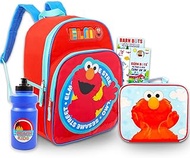 Backpack with Lunch Box for Kids - Bundle with 16” Sesame Street Backpack, Elmo Lunch Bag, Water Bot