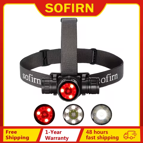 Sofirn HS21 2000lm EDC Headlamp 18650 USB C Rechargeable Flashlight SFT40 Powerful Headlight With In