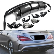 Rear Bumper Diffuser with Exhaust Tailpipes for Mercedes Benz W117 C117 CLA45 CLA200 CLA250 Rear Lip