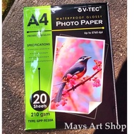 Glossy Photo Paper A4 210 gsm V-Tec Vtec/ 210gsm Waterproof Photo Paper