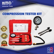 HITTO ENGINE PRESSURE GAUGE TESTER KIT COMPRESSION LEAKAGE DIGNOSTIC COMPRESSOMETER TOOLS | 8 PCS
