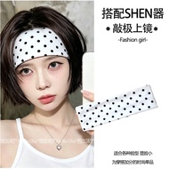 Polka Dot Headband Bando Rambut Wanita Korea Wide Hair Band Elastic Bandana Cute Fashion Aksesori Ra