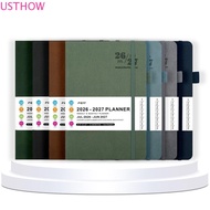 USTHOW 2026-2027 Schedule Book, A5 English Agenda Planner Notebook, Week Planner Simple Multi Functi