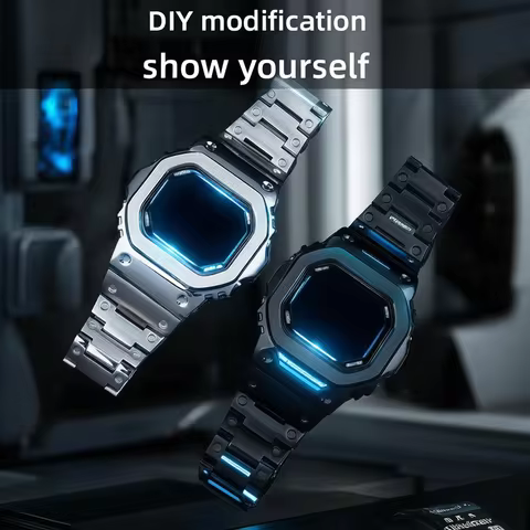 DW5600 metal case+strap for Casio G-SHOCK DW-5600 GW-M5610 GW-B5600 personalized modification DIY se