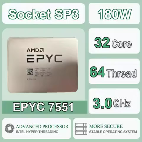 AMD EPYC 7551 32-Core 64-Thread 14NM 2.0Hz/3.0GHz L3=64MB 180W CPU Gaming Processor Socket SP3 DDR4 