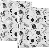 Personalized Black White Space Crescent Moons 3 Ring 1.5 Inch Binders Hold 200 Sheets 3 Ring Folders