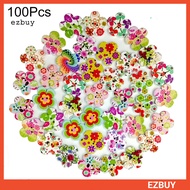 [EY] 100 Pcs Wooden Cute Flower 2 Holes Buttons Sewing Scrapbooking DIY Accessory