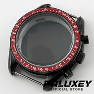 PALUXEY PVD Black VK63 40mm Speedmaster Case Watches Metal Dome Mineral Glass Watch Case for VK63 VK