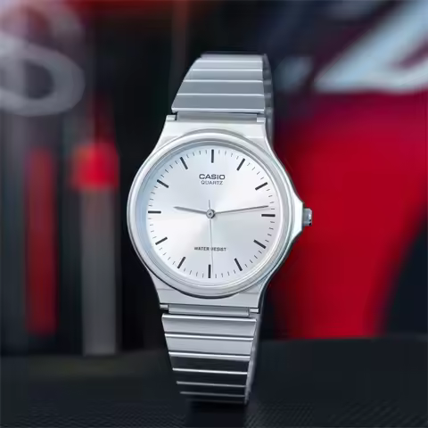 CASIO MQ-24D-7E Fashion Versatile Steel Belt Analog Watch Lightweight Quartz Waterproof Graduation C