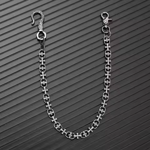 Gothic punk style unisex trouser chain waist chain retro cross wallet keychain fashion rock accessor